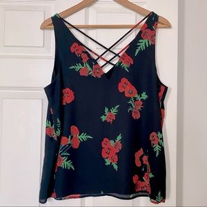 Express V-Neck Floral Sleeveless Top